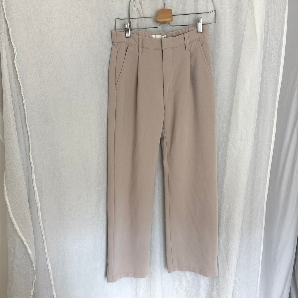 Abercrombie & Fitch Sloane Tailored Wide Leg Pants Women 6 Regular Tan High Rise